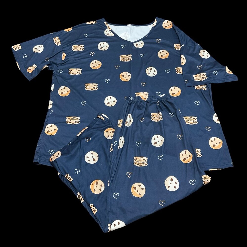 Navy Cookie Print Two Piece Pajama Set